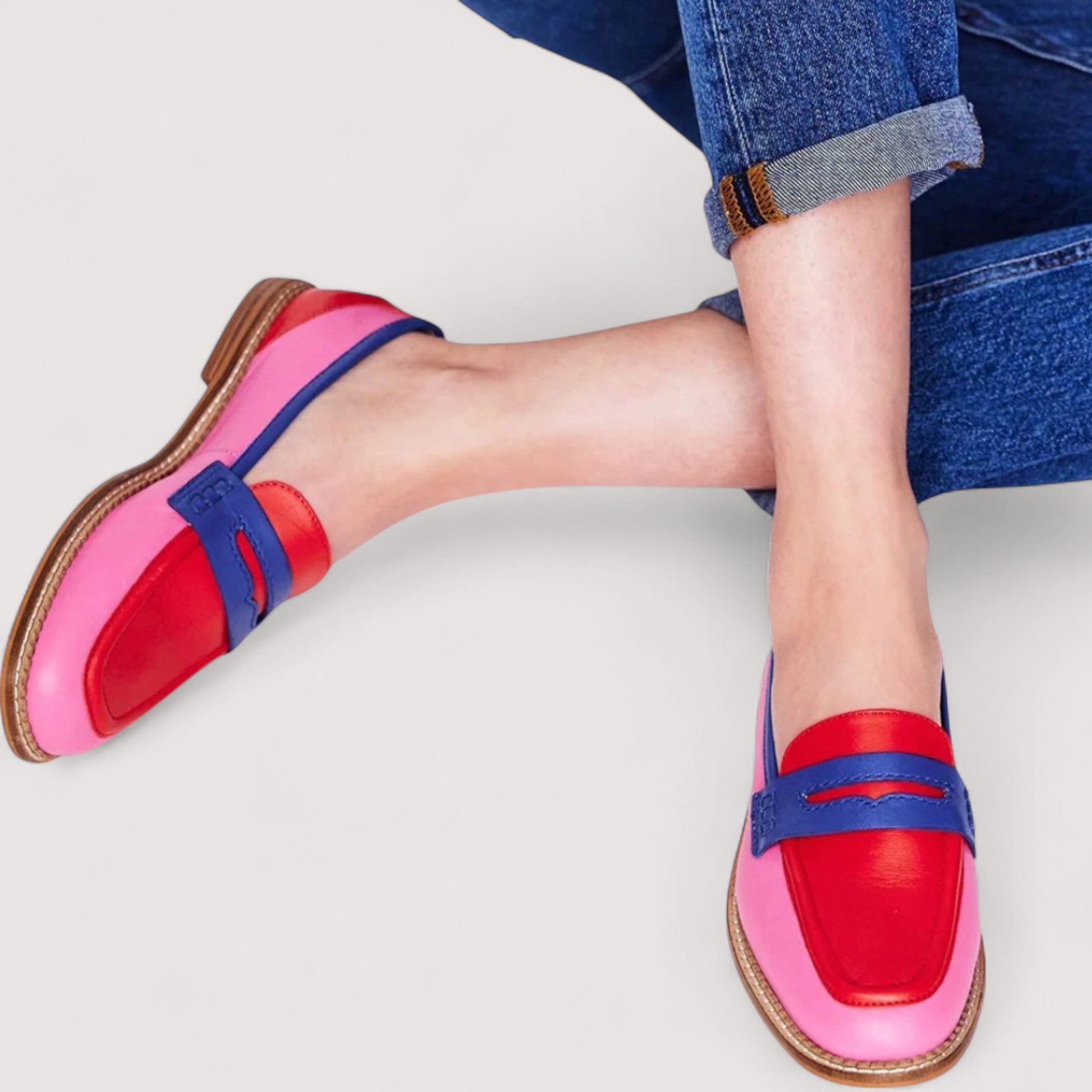 Ciali | Bold Colorblock Penny Loafers With Contrasting Strap Detail For Style