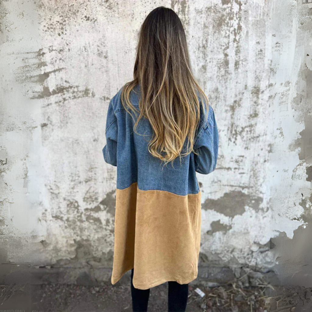 Camden | Two-Tone Trench – Denim & Suede Blend