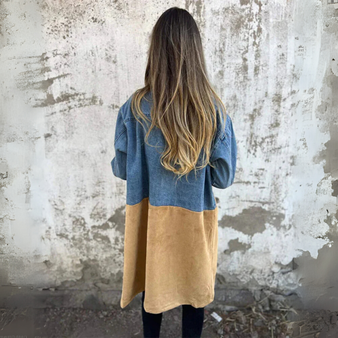 Camden | Two-Tone Trench – Denim & Suede Blend