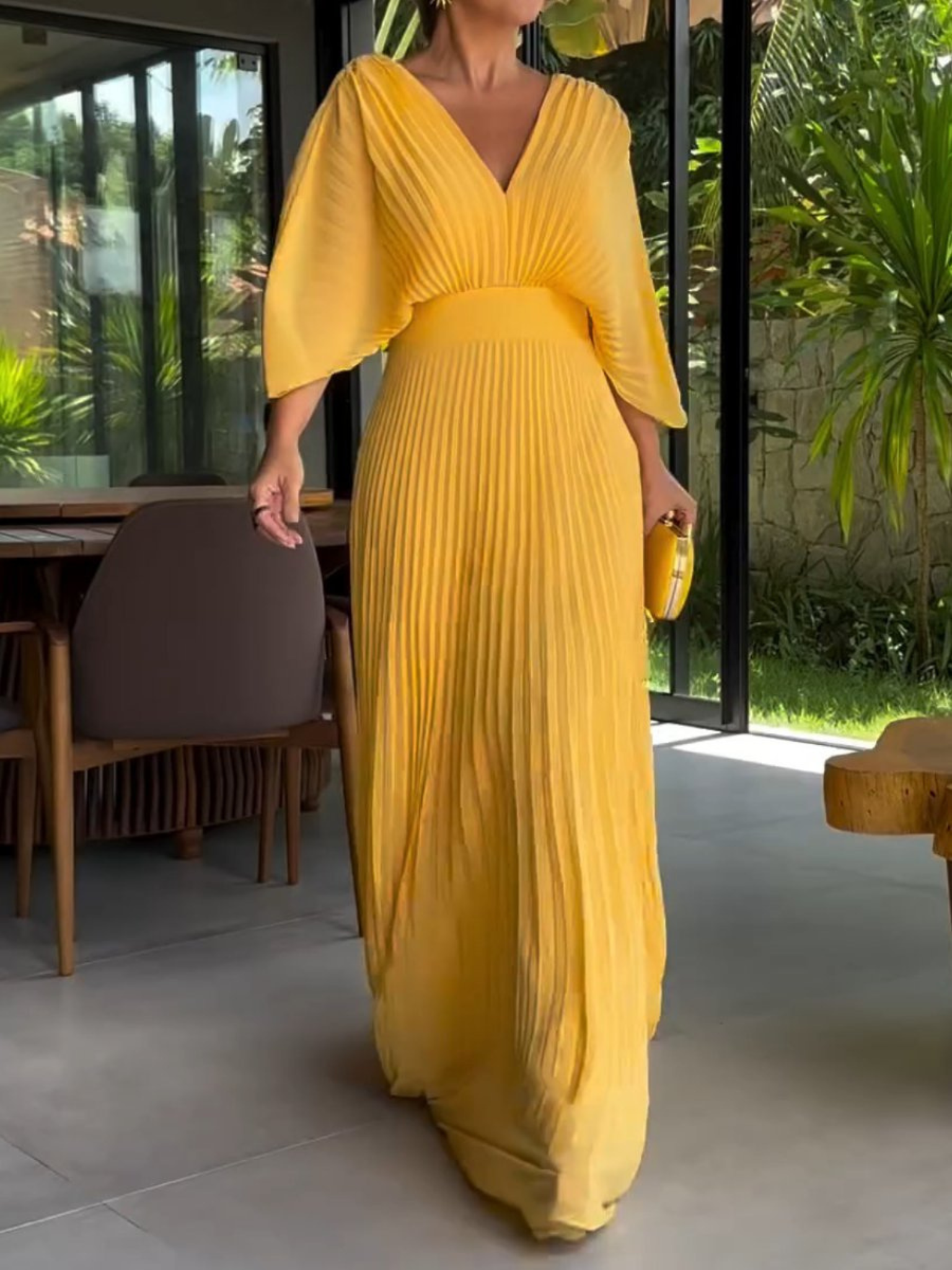 Maddy - Vibrant Pleated Maxi Dress - Brighter Fashion