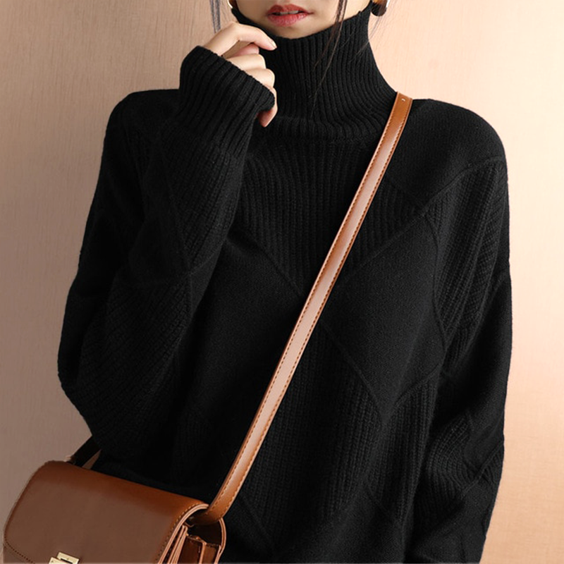 Marcelle | Confidence-Boosting Diamond Knit Turtleneck Top
