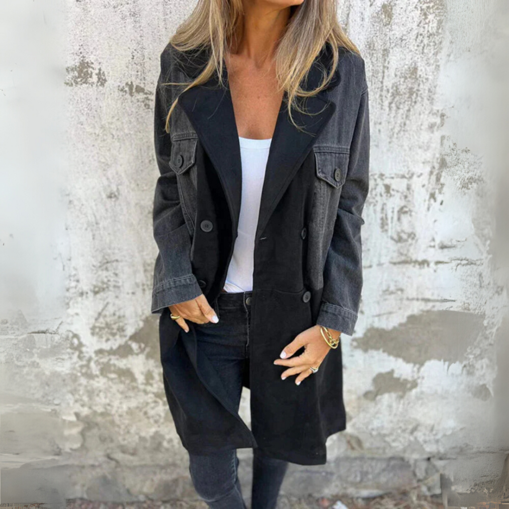 Camden | Two-Tone Trench – Denim & Suede Blend