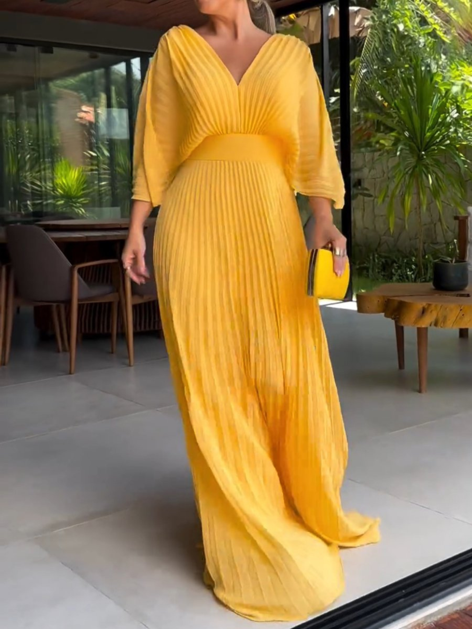 Maddy - Vibrant Pleated Maxi Dress - Brighter Fashion