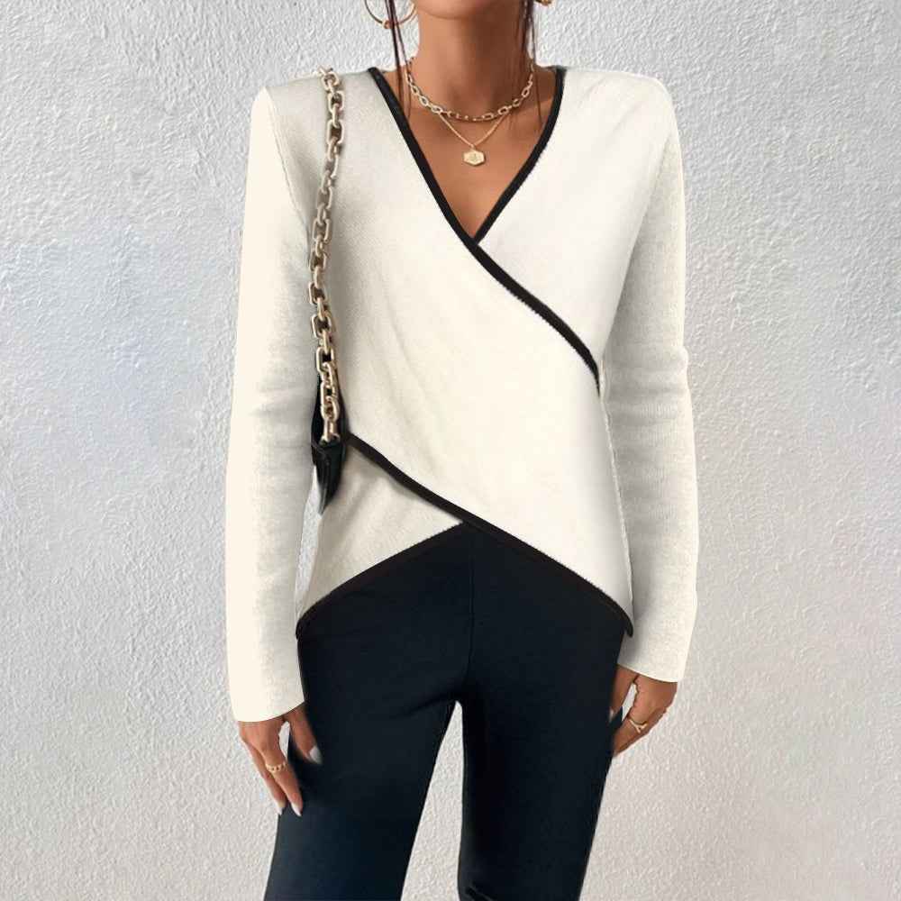 Women’s Elegant Wrap Knit Top with V-Neck