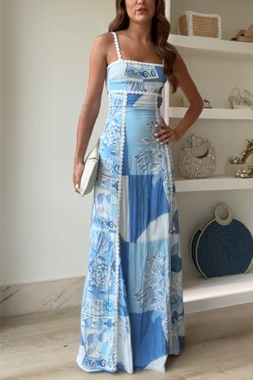 Seraphina - Bow Back Maxi Dress with Printed Design - Brighter Fashion