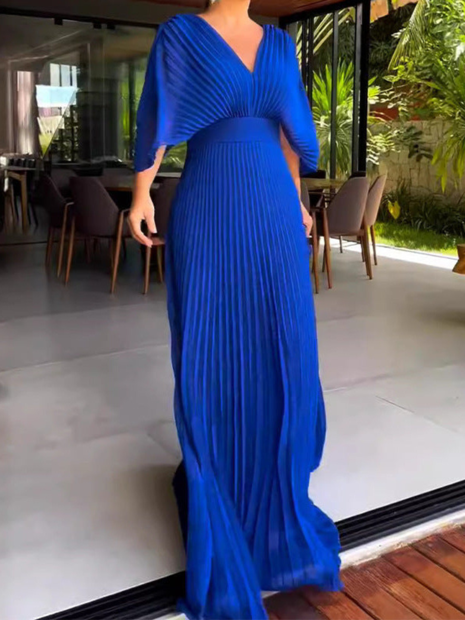 Maddy - Vibrant Pleated Maxi Dress - Brighter Fashion