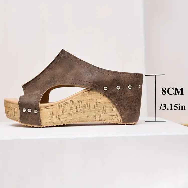 Faith - Elegant Rubber Sole Buckle Wedge Sandals