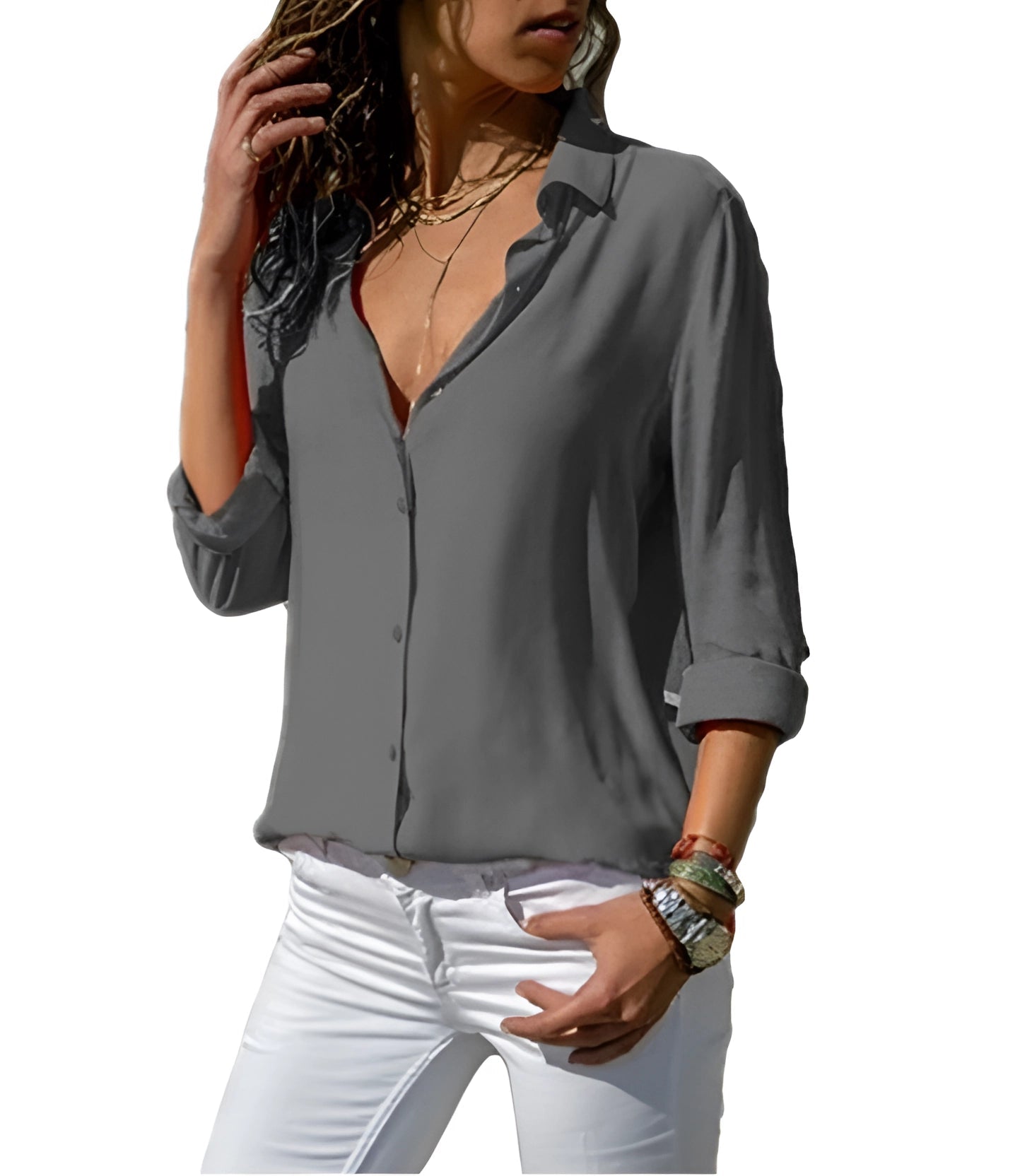Amelie - V-Neck Blouse - Brighter Fashion