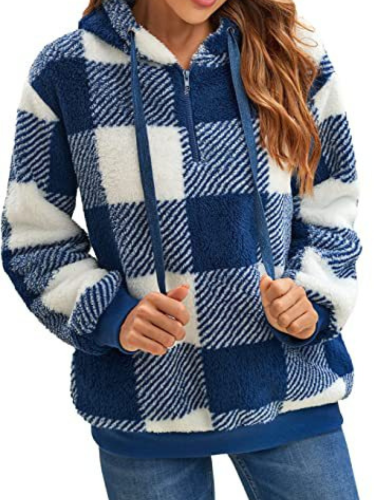 Nicole | Checkered Fleece Hoodie
