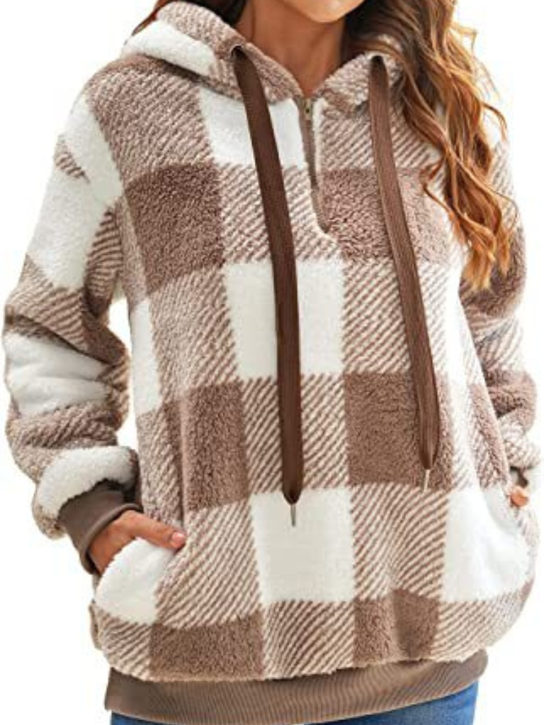 Nicole | Checkered Fleece Hoodie