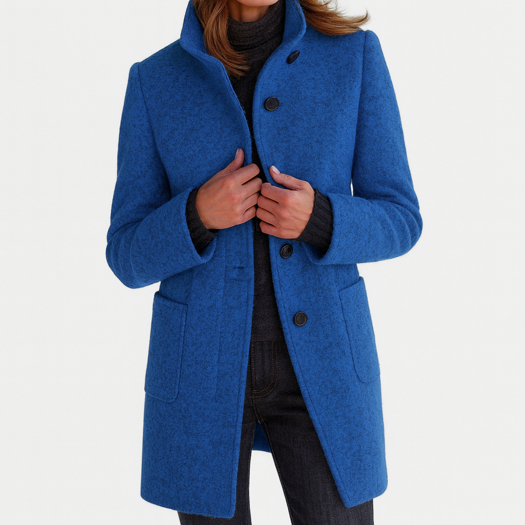 Stella | Fitted Vegan Wool Blend Coat With High Collar For A Slimming Silhouette