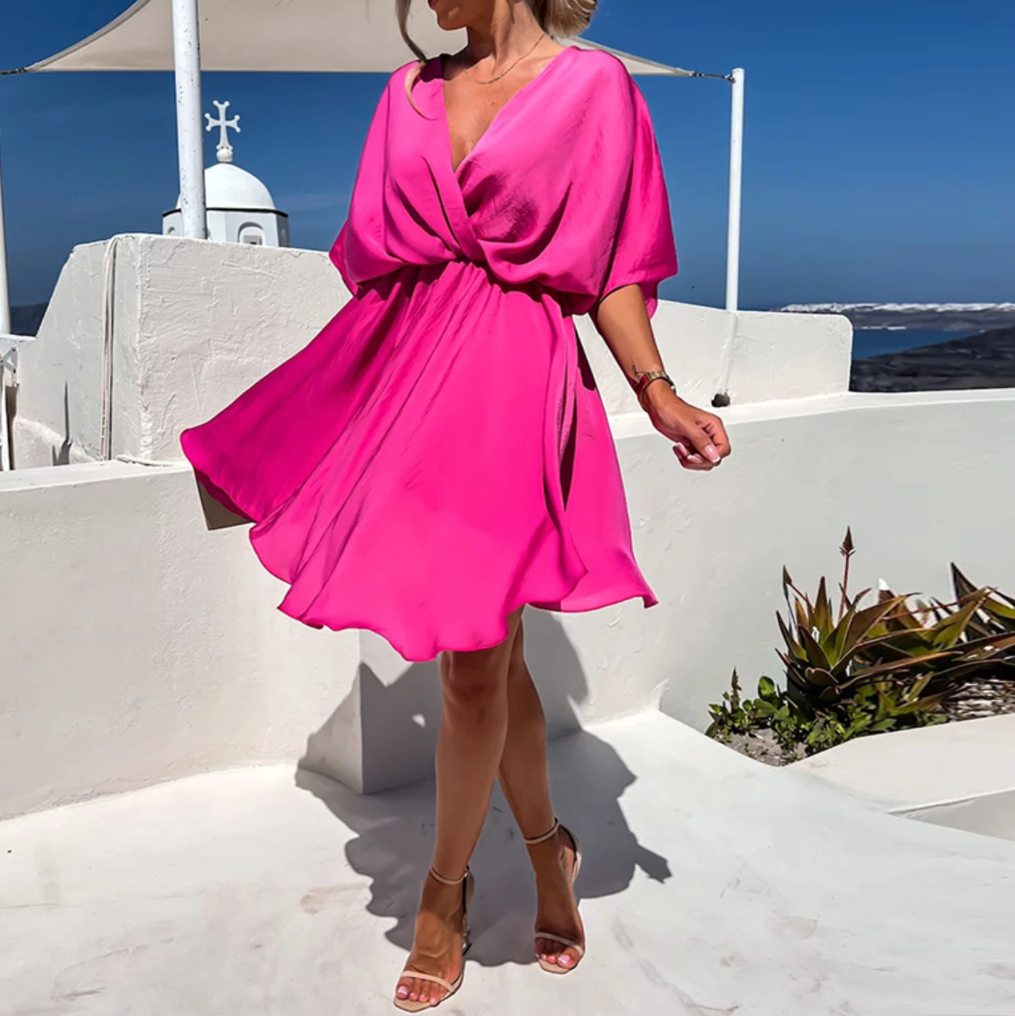 Chic Flowy Wrap Mini Dress for Women | Stella 0