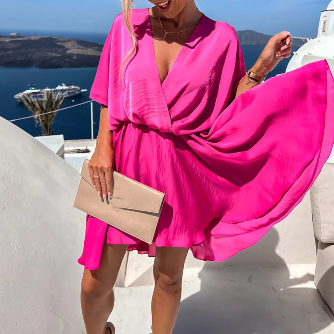 Chic Flowy Wrap Mini Dress for Women | Stella 2