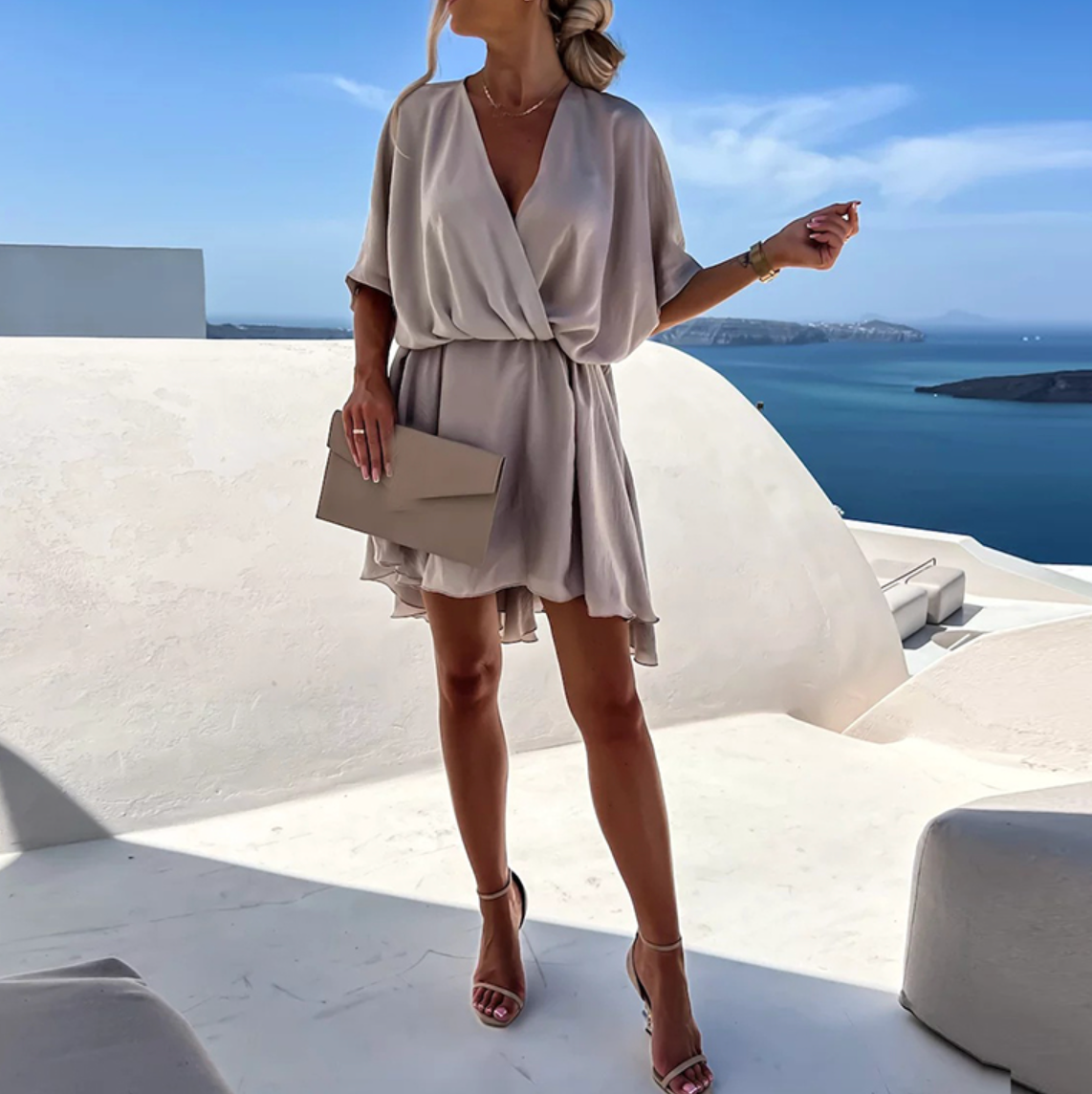Chic Flowy Wrap Mini Dress for Women | Stella 4