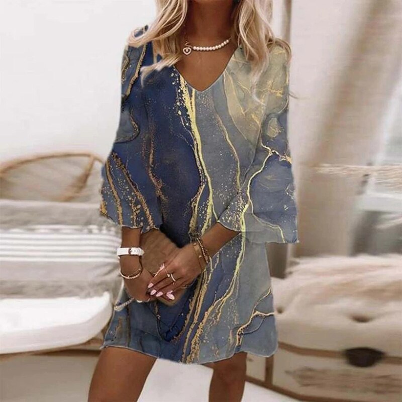 Chic Marble Print Summer Dress | Matilda 1