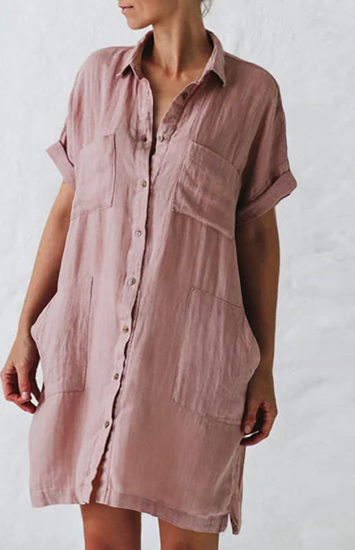 Effortless Chic White Linen Shirt Dress for Women | Jillian 0