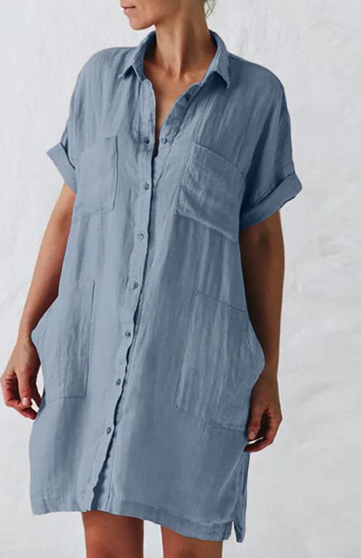 Effortless Chic White Linen Shirt Dress for Women | Jillian 2