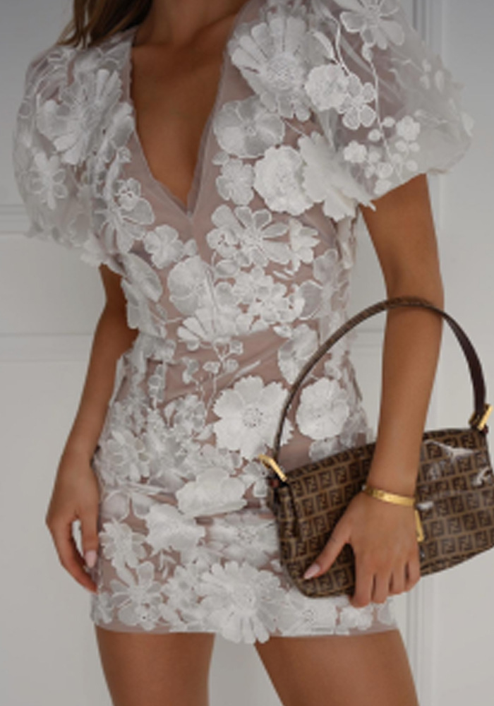 Floral Mini Dress with Puff Sleeves for Women | Josette 6