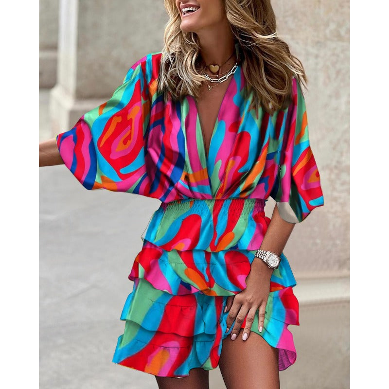 Floral Print Mini Summer Dress for Women | Ellie 0