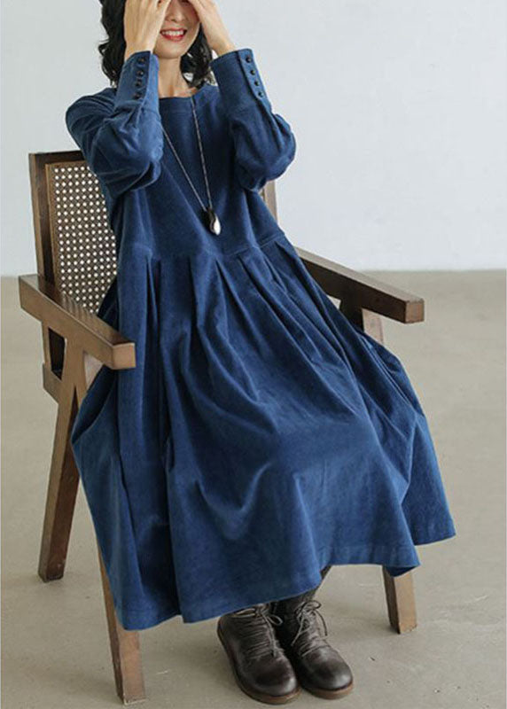Emilie - Corduroy Long Sleeve Midi Dress - Brighter Fashion