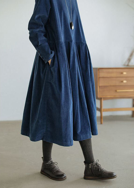 Emilie - Corduroy Long Sleeve Midi Dress - Brighter Fashion