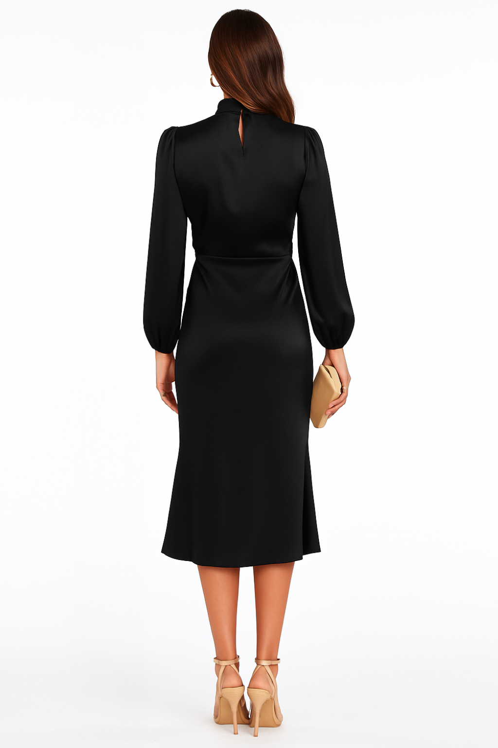 Hazel - Long-Sleeved Satin Dress - Brighter Fashion