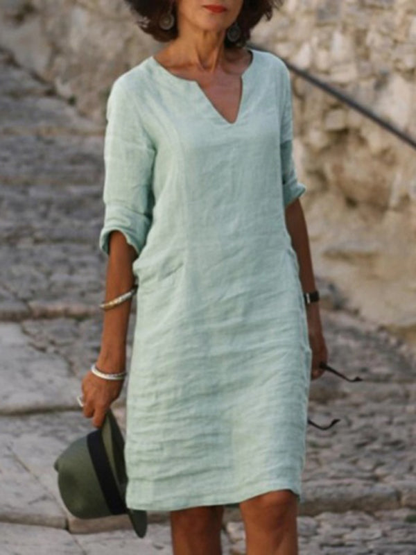 Lightweight V-Neck Slim Fit Womens Dress | Mila Summer Dress 1