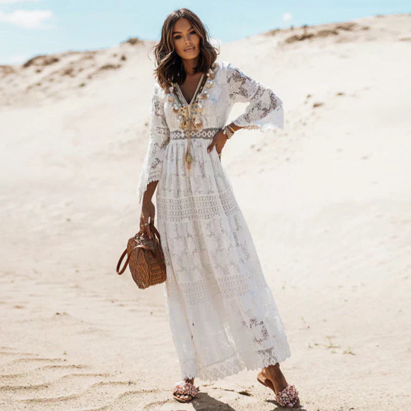 Catherine - Long-Sleeved Boho Dress - Brighter Fashion