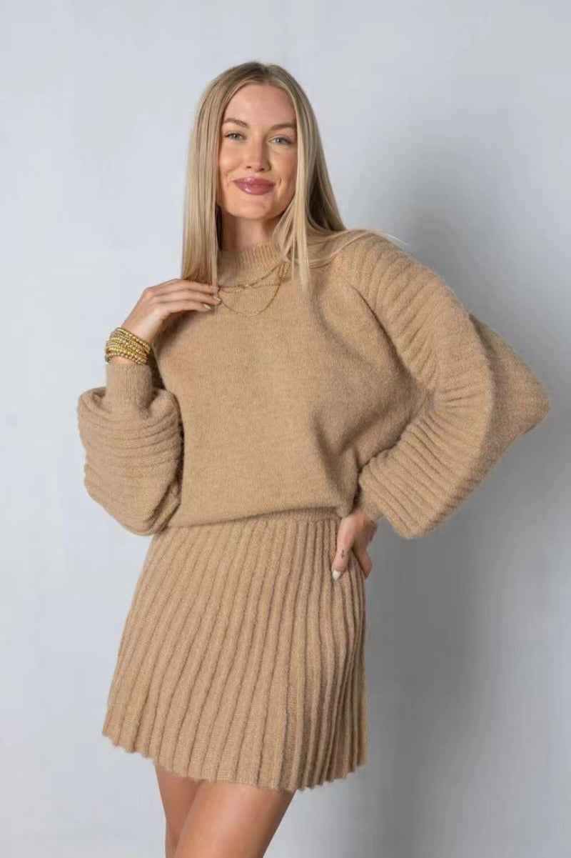 PEBBLES™ - Chic Long-Sleeve Sweater and Mini Skirt Set