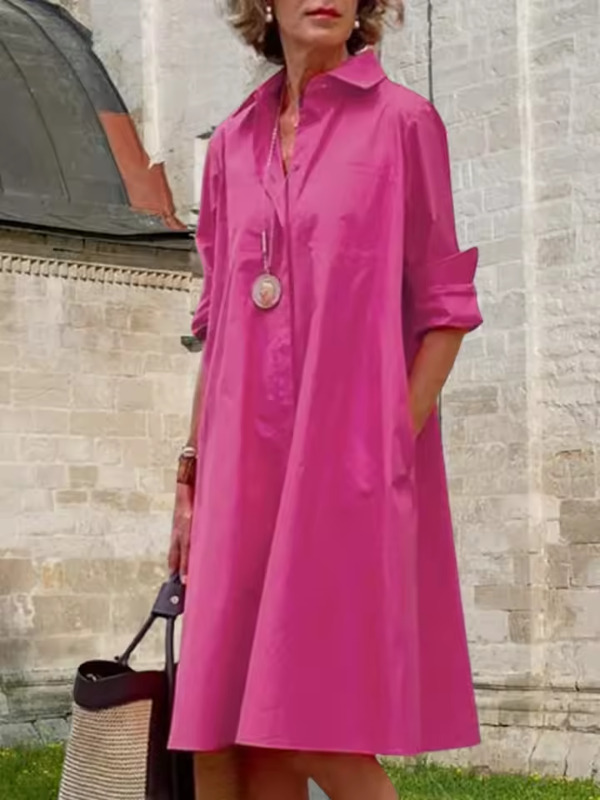 Clio - Relaxed Shirt Dress for Casual and Versatile Styling - Brighter Fashion