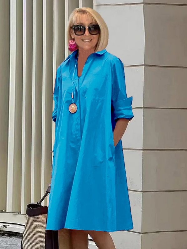 Clio - Relaxed Shirt Dress for Casual and Versatile Styling - Brighter Fashion