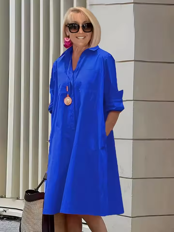 Clio - Relaxed Shirt Dress for Casual and Versatile Styling - Brighter Fashion