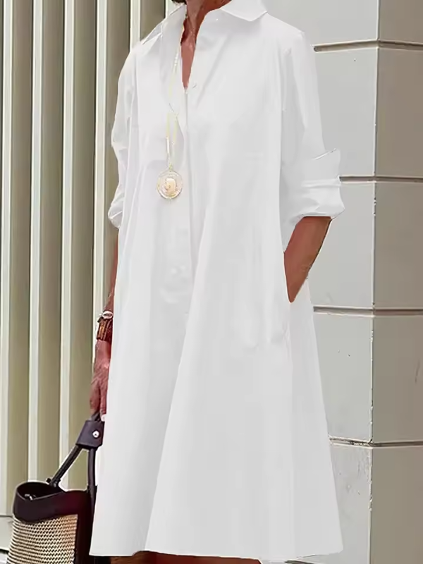 Clio - Relaxed Shirt Dress for Casual and Versatile Styling - Brighter Fashion