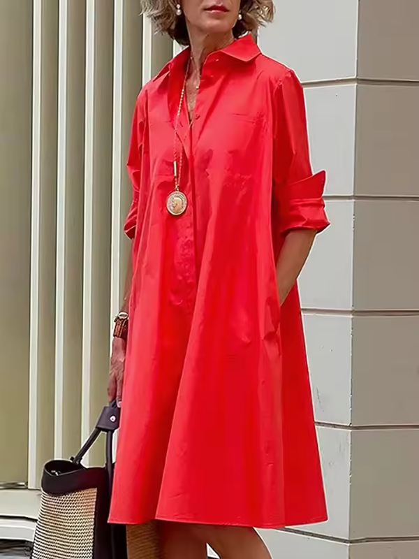 Clio - Relaxed Shirt Dress for Casual and Versatile Styling - Brighter Fashion