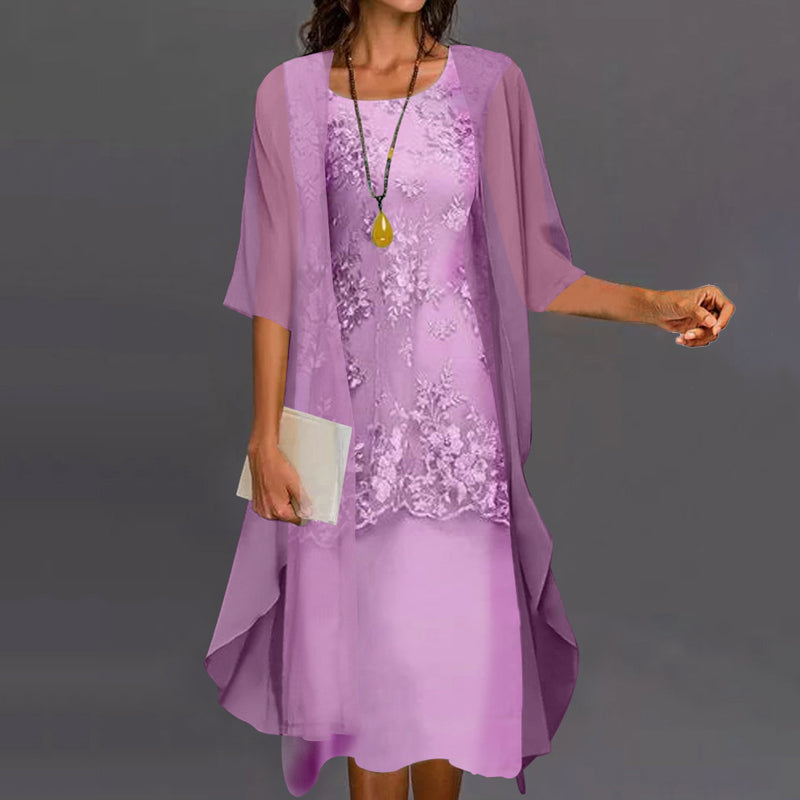 Jolie - Elegant Chiffon Two-Piece Dress - Brighter Fashion