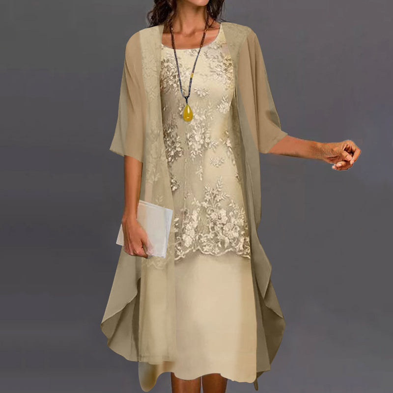 Jolie - Elegant Chiffon Two-Piece Dress - Brighter Fashion