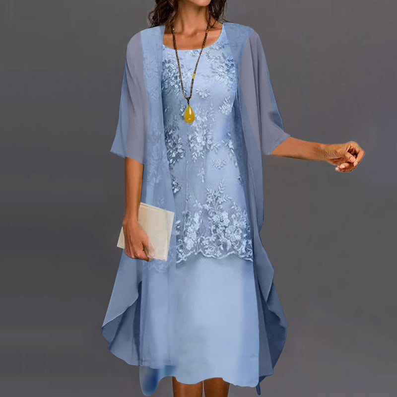 Jolie - Elegant Chiffon Two-Piece Dress - Brighter Fashion