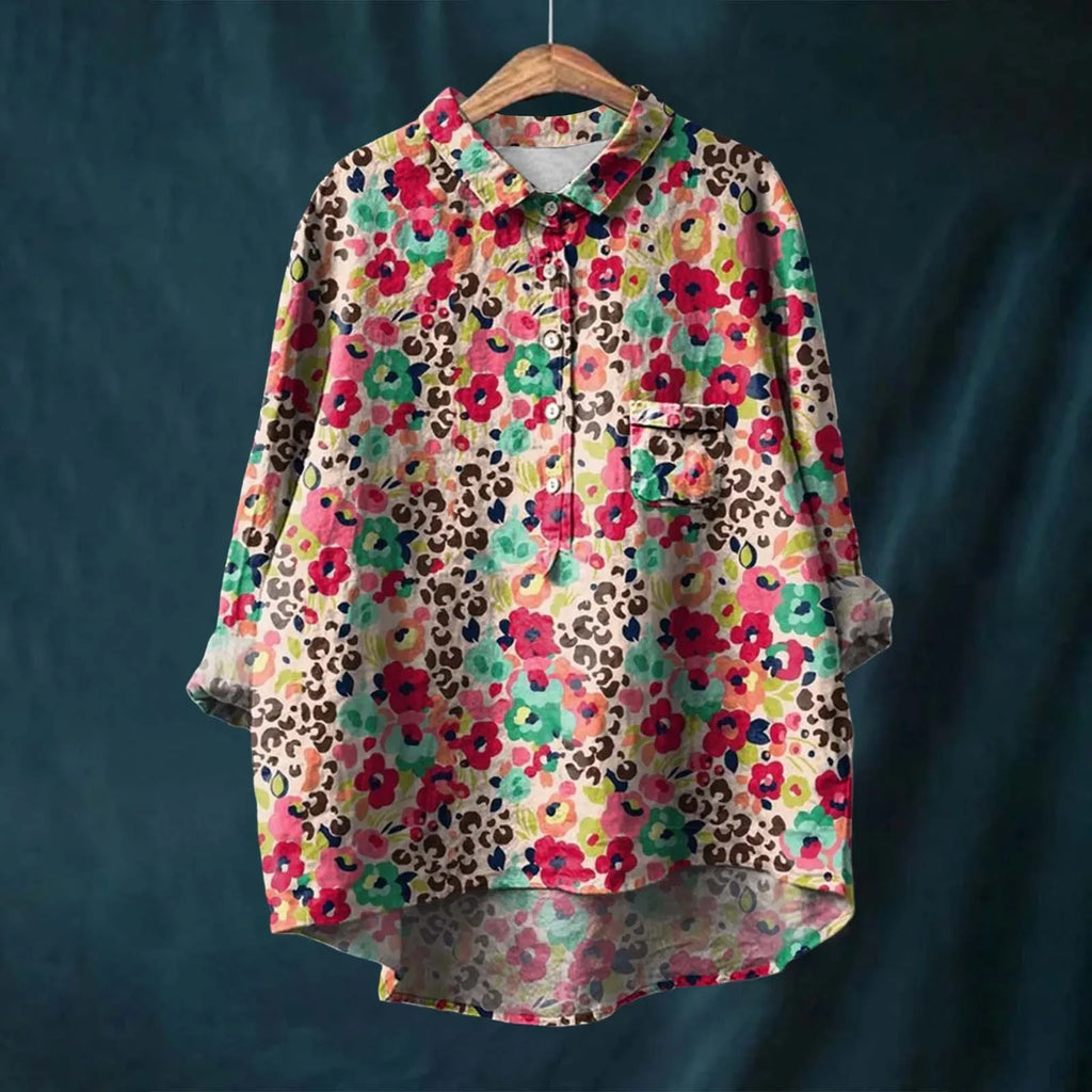 Ocean - Floral Button-Up Shirt - Brighter Fashion