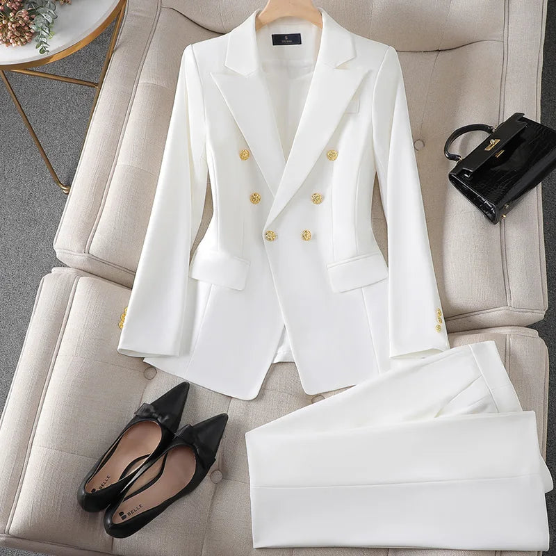 Marigold - Elegant Office Blazer and Pant Set - Brighter Fashion