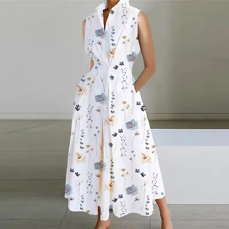 Estelle - Collared Shirt Dress with Button-Down Front and Cinched Waist - Brighter Fashion