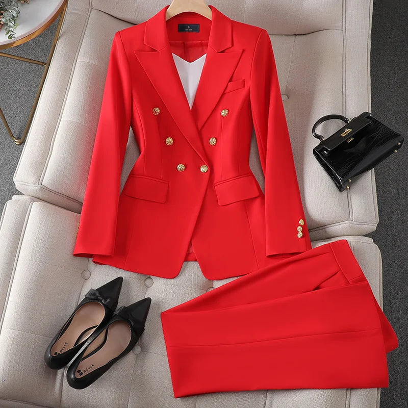 Marigold - Elegant Office Blazer and Pant Set - Brighter Fashion