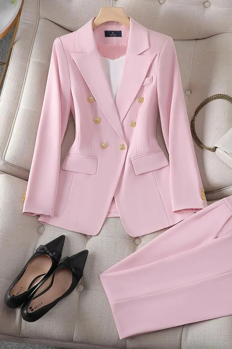 Marigold - Elegant Office Blazer and Pant Set - Brighter Fashion