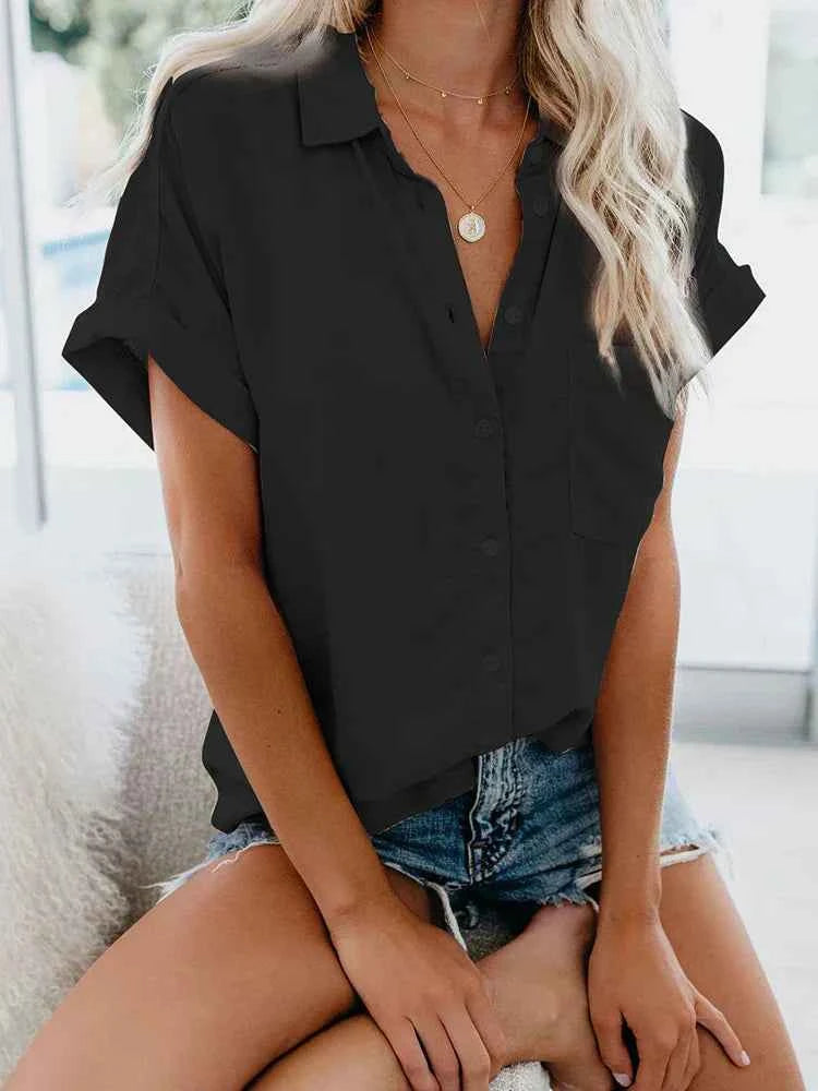 Ismera | Women’s Relaxed Short Sleeve Button Front Shirt