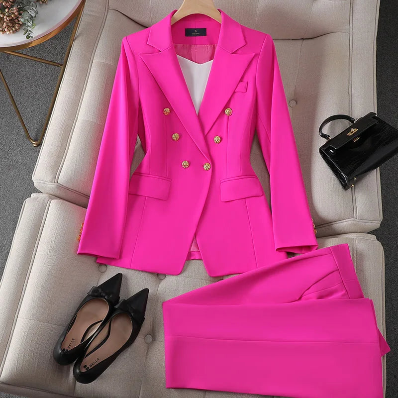Marigold - Elegant Office Blazer and Pant Set - Brighter Fashion