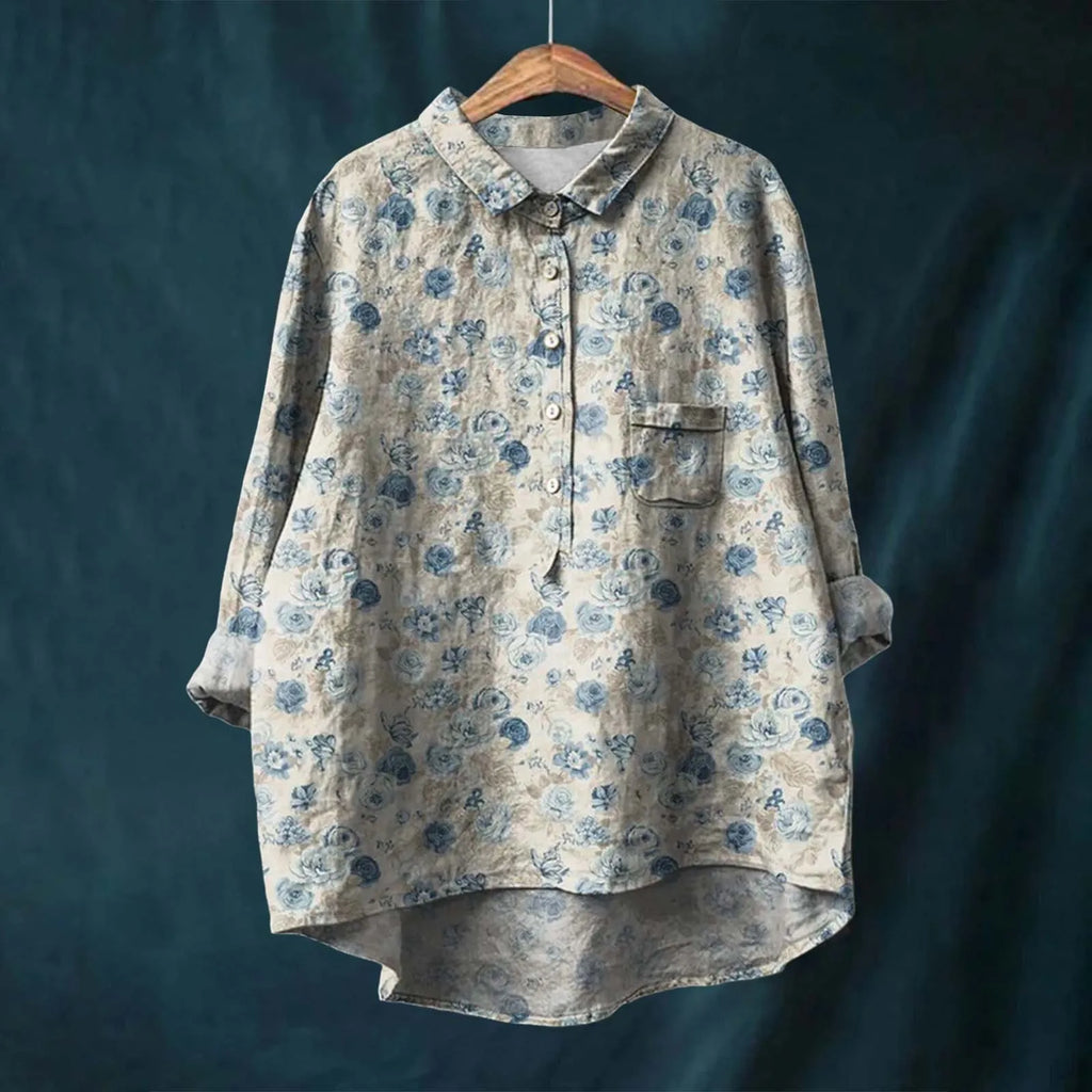 Ocean - Floral Button-Up Shirt - Brighter Fashion