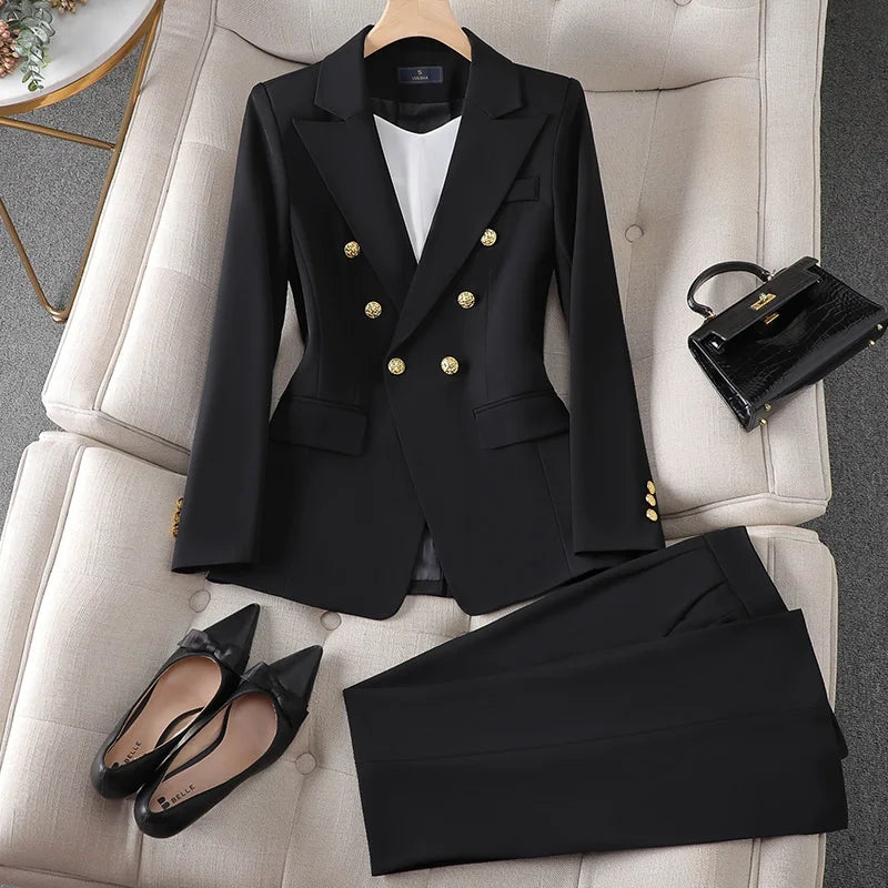 Marigold - Elegant Office Blazer and Pant Set - Brighter Fashion