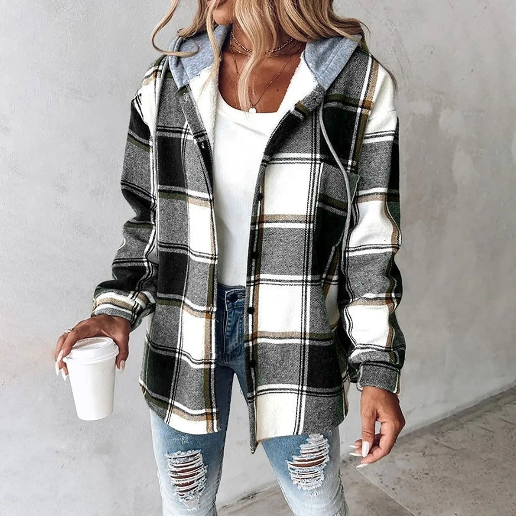 Sandie | Check Casual Hooded Jacket