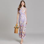 Lisa - Sheer Embroidered Maxi Dress - Brighter Fashion