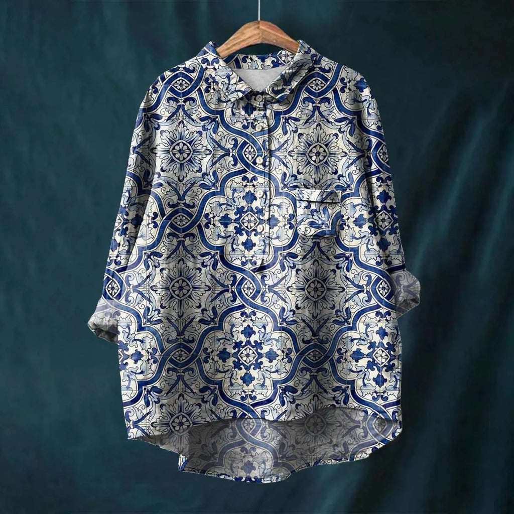 Ocean - Floral Button-Up Shirt - Brighter Fashion