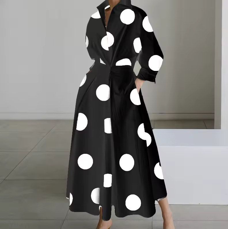 Estelle - Collared Shirt Dress with Button-Down Front and Cinched Waist - Brighter Fashion